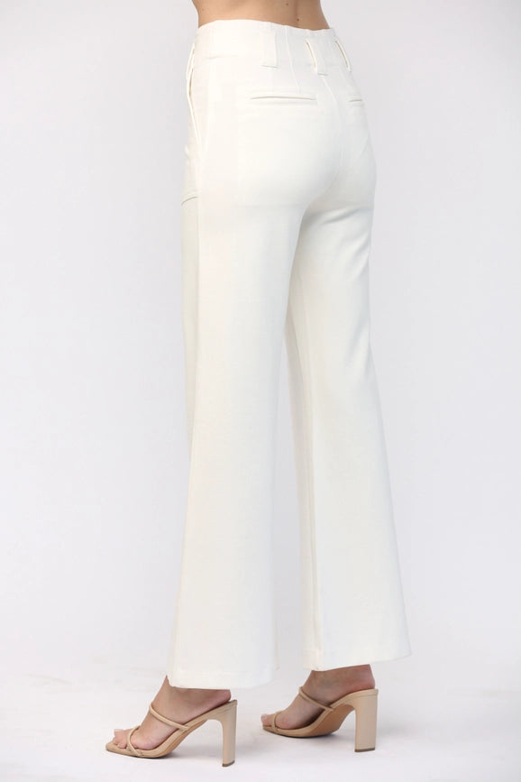 Two Front Plcket Ponte Flare Pants-Pants-FATE-S-CREAM-Urbanheer