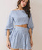 Two Piece Striped Cropped Top and Skirt Set