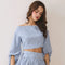 Two Piece Striped Cropped Top and Skirt Set