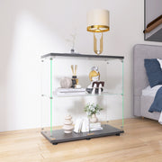 Two-door Glass Display Cabinet 2 Shelves with Door, Floor Standing Curio Bookshelf for Living Room-UH Decor-Default-Urbanheer
