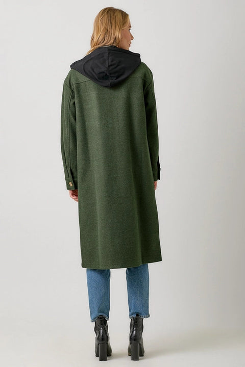 Twofer Hoodie Solid Coat Green-Coat-Mystree-S-Green-Urbanheer