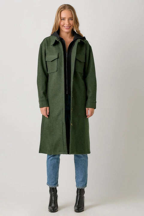 Twofer Hoodie Solid Coat Green-Coat-Mystree-S-Green-Urbanheer