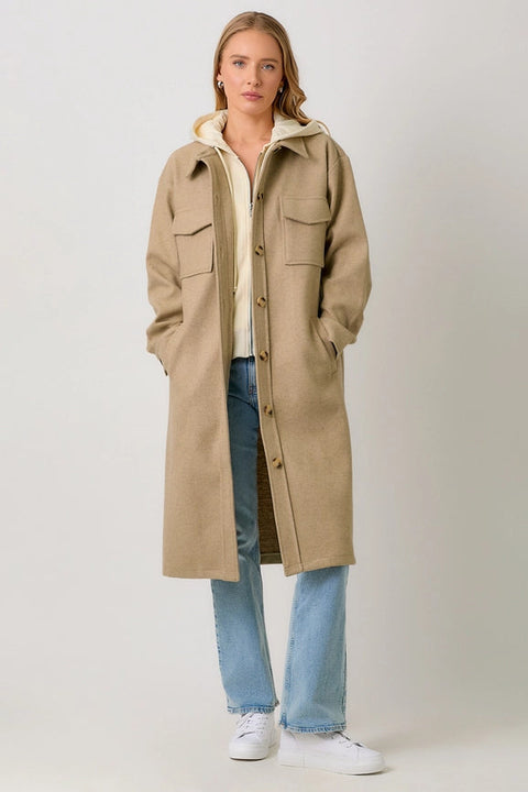 Twofer Hoodie Solid Coat Latte-Coat-Mystree-S-Latte-Urbanheer
