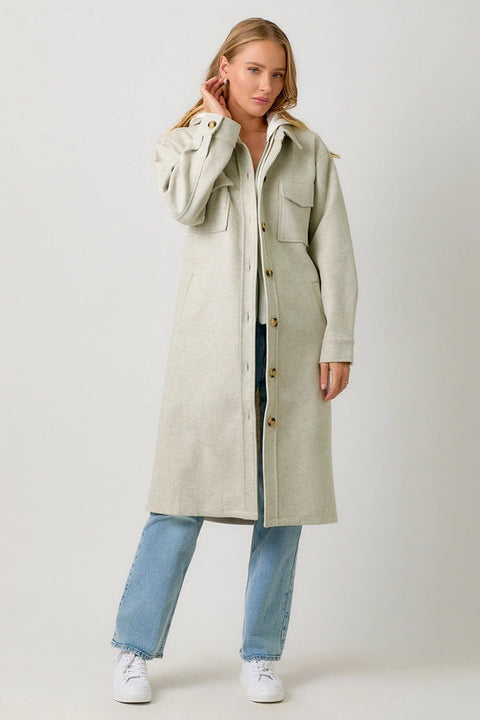 Twofer Hoodie Solid Coat Oatmeal from Mystree exclusive at Urbanheer.