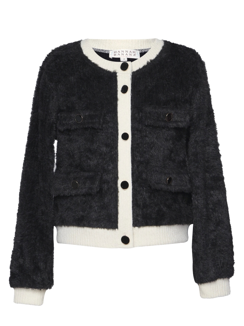 Two Tone Fuzzy Cardigan