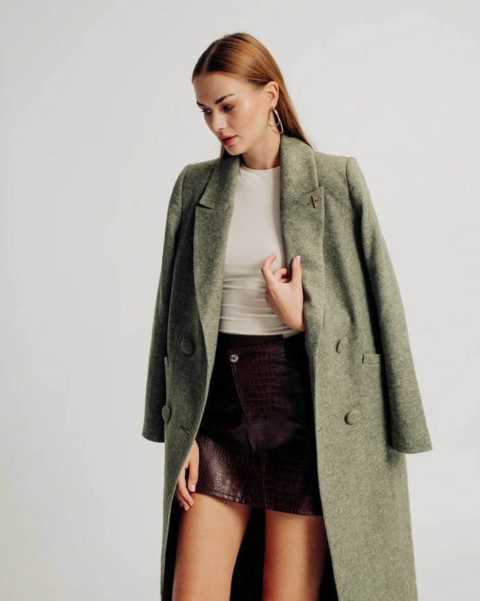 Tyra Coat Green-Coat-Torn By Ronny Kobo-XS-Green-Urbanheer