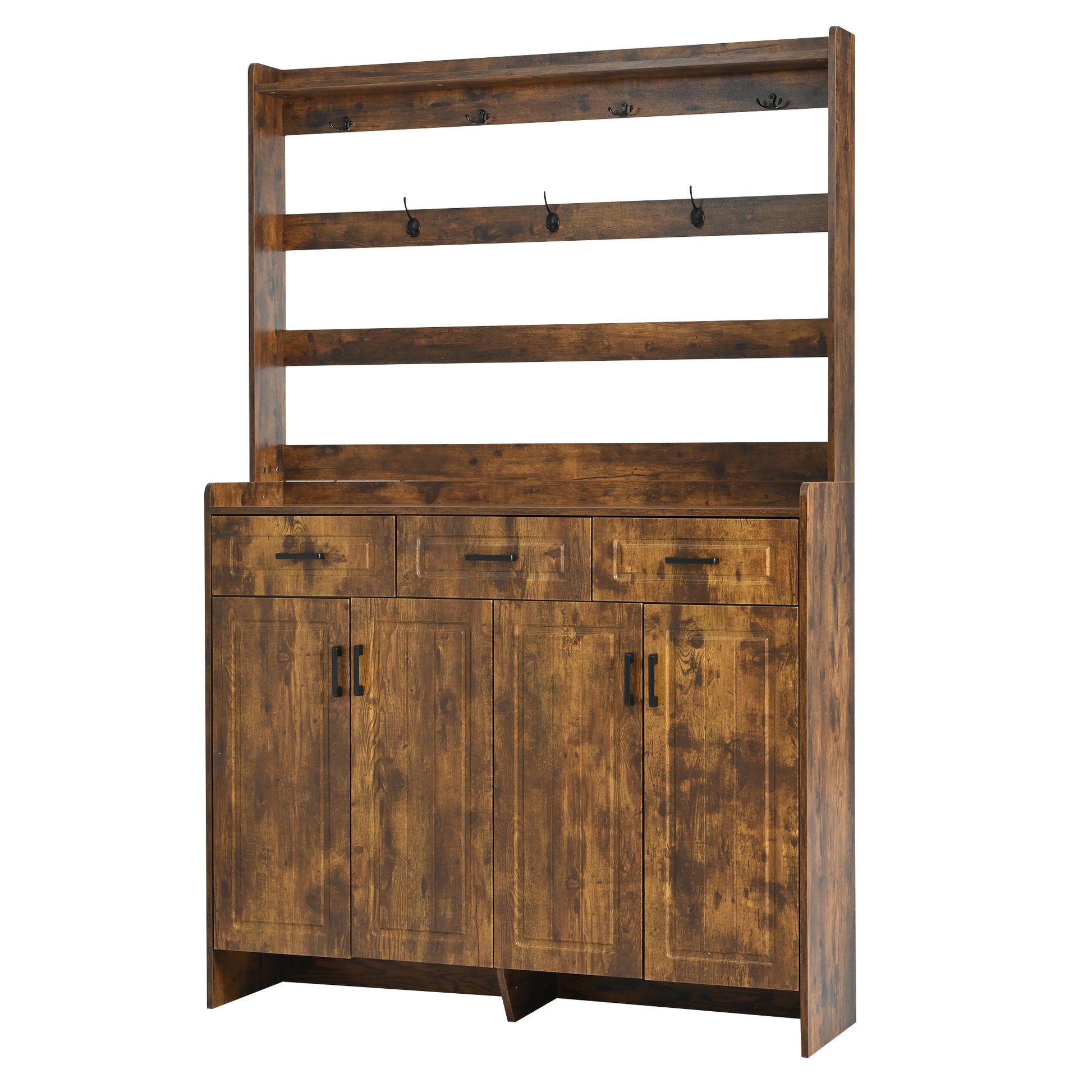 U-Can 51.2''Minimalist Four-Door Shoe Cabinet with Coat Rack, Spacious Top,3 Drawers, 8 Shelves,-UH Decor-Default-Urbanheer