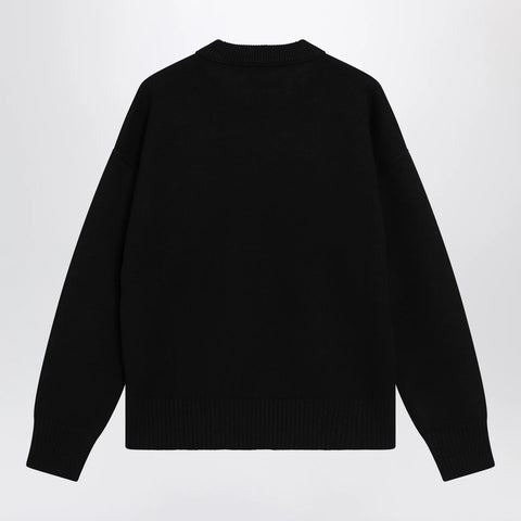 Ami Paris Black Ami de Coeur virgin wool sweater