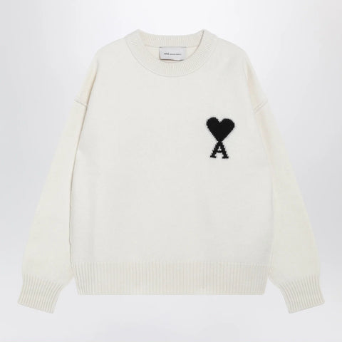 Ami Paris Ami de Coeur sweater in white virgin wool