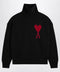 Ami Paris Ami De Coeur sweater in black merino wool knit