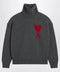 Ami Paris Ami De Coeur sweater in grey mélange merino wool knit