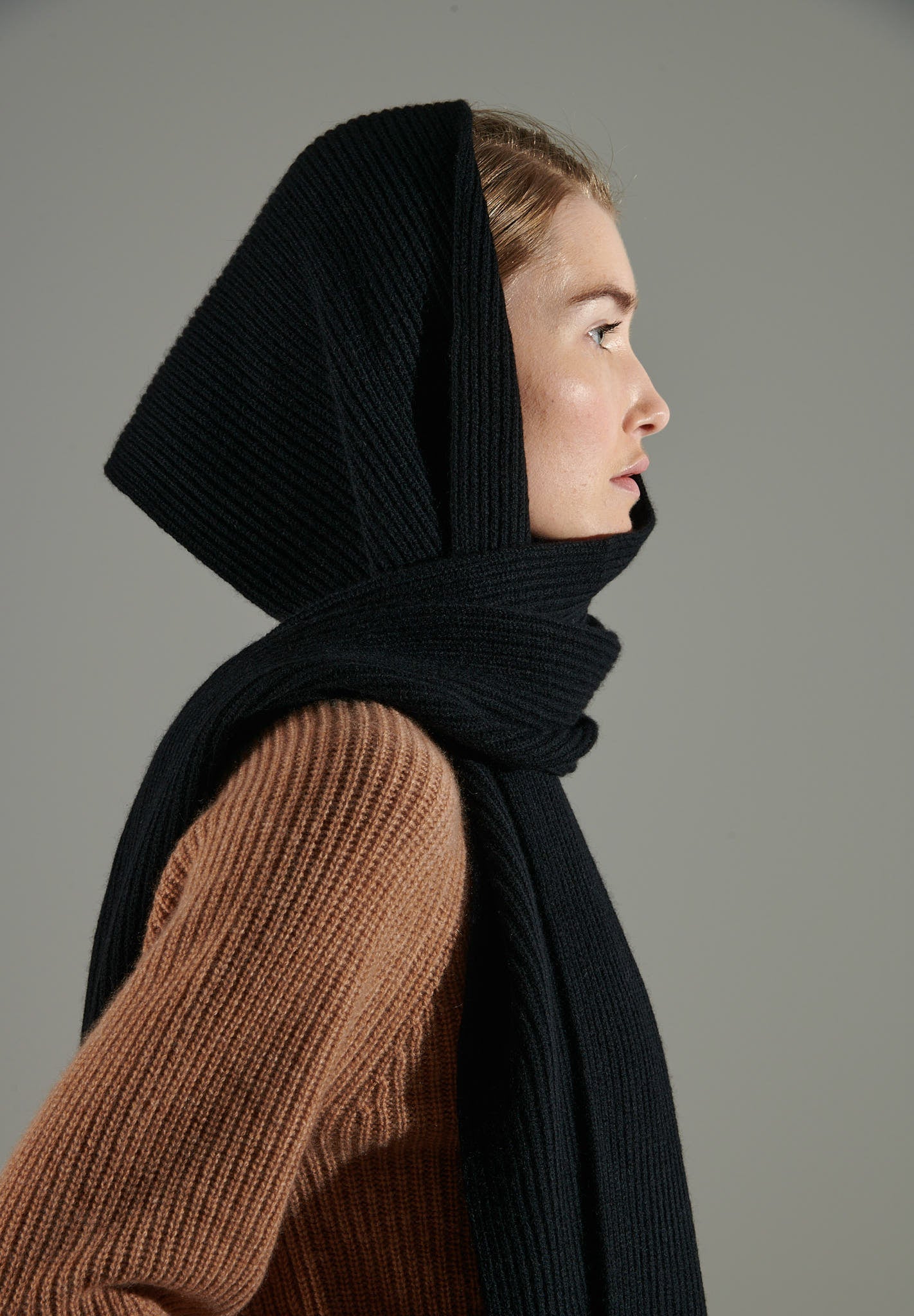 UNI 10 Echarpe côte anglaise 4 fils en cachemire noir-écharpe-Studio Cashmere8-TU-SC8-00845-noir-Urbanheer