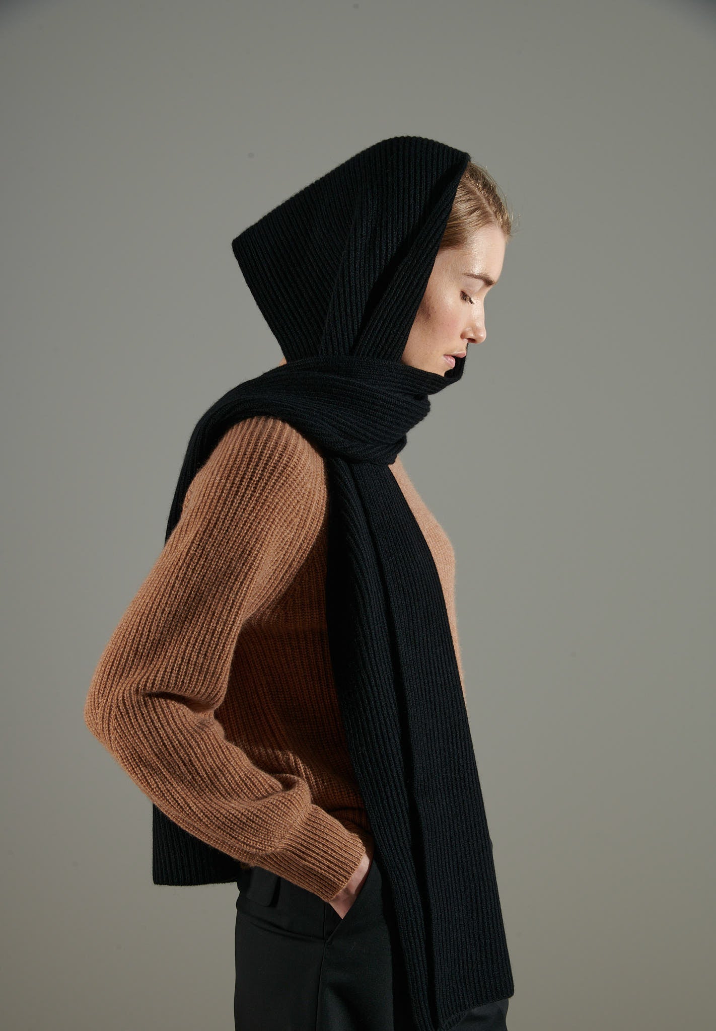 UNI 10 Echarpe côte anglaise 4 fils en cachemire noir-écharpe-Studio Cashmere8-TU-SC8-00845-noir-Urbanheer