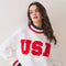 USA Letter Print Contrast Trim Sweatshirt - White