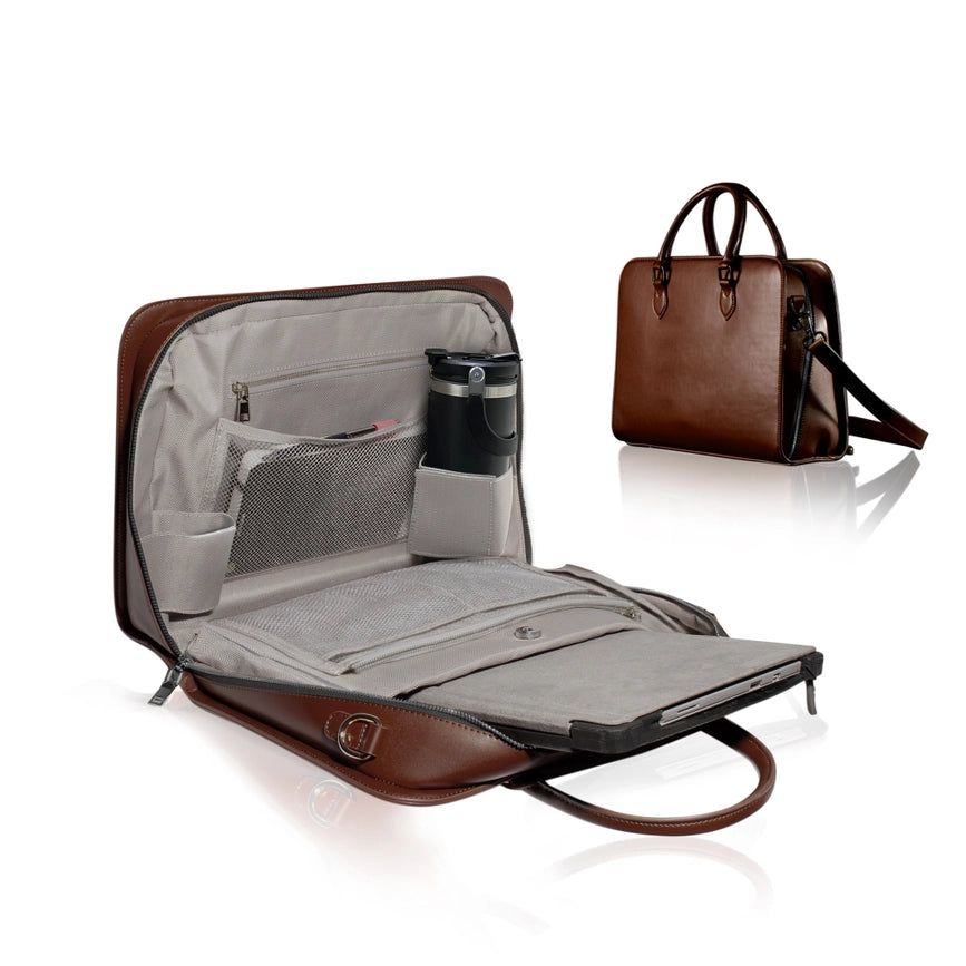Unisex Laptop Briefcase, Sleek Office Bag-Laptop Bag-MOOV-14 x 12 x 5 in (35.6 x 30.5 x 12.7 cm)-Brown-Urbanheer