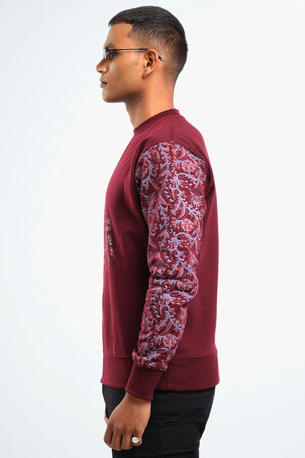 Unisex Printed Crewneck Sweatshirt - Maroon-Clothing Sweatshirts-Pali-Urbanheer