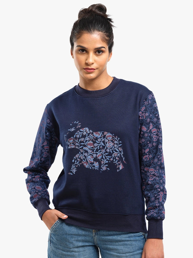 Unisex Printed Crewneck Sweatshirt - Navy-Clothing Sweatshirts-Pali-XS-Urbanheer