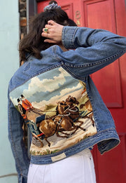 Upcycled Denim Jacket with Vintage Needlepoint-Jacket-Frankie-S/M-Urbanheer