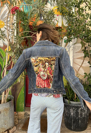 Upcycled Denim Jacket with Vintage Needlepoint-Jacket-Frankie-XS/S-Urbanheer