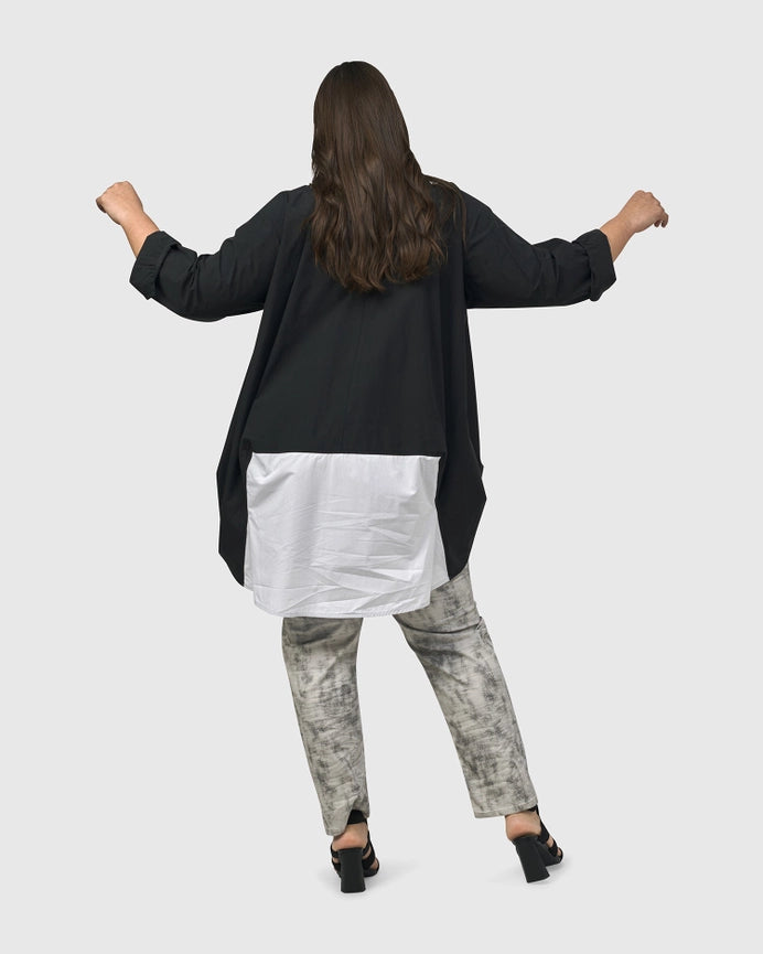 Urban Oversized Trapeze Shirt, Black-Tunic Shirt-Alembika-M (US 12-14)-BLACK-Urbanheer
