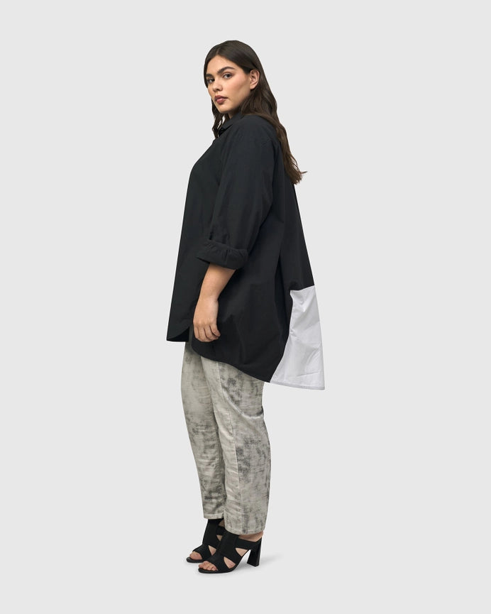 Urban Oversized Trapeze Shirt, Black-Tunic Shirt-Alembika-M (US 12-14)-BLACK-Urbanheer