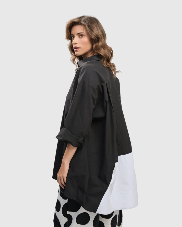 Urban Oversized Trapeze Shirt, Black-Tunic Shirt-Alembika-M (US 12-14)-BLACK-Urbanheer