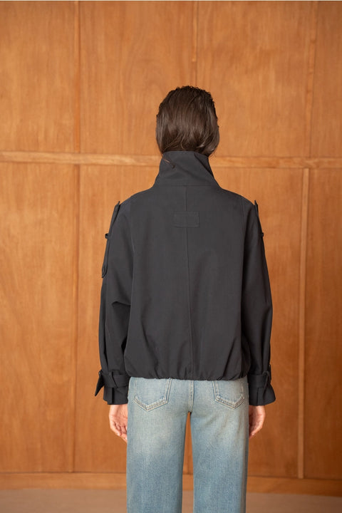Urban Short Oversized Trench-Style Jacket with A Wrap Collar