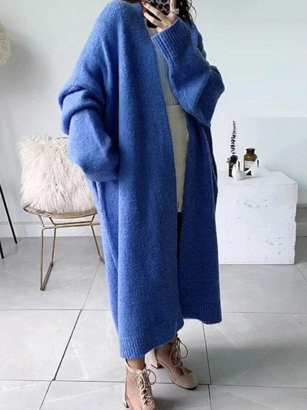 Urban Simple Loose Solid Color Knitting Cardigan Coat BLUE-Coat-Halibuyfashion-FREE SIZE-BLUE-Urbanheer