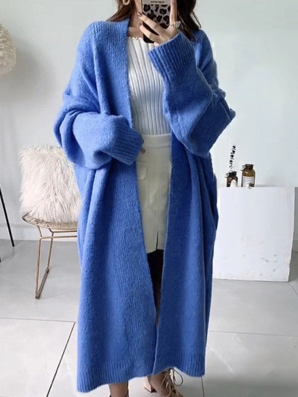 Urban Simple Loose Solid Color Knitting Cardigan Coat BLUE-Coat-Halibuyfashion-FREE SIZE-BLUE-Urbanheer