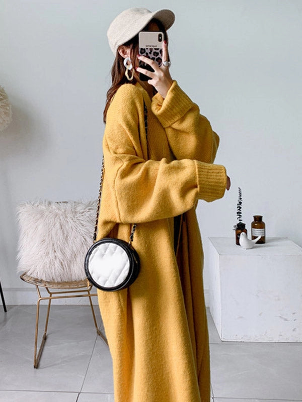 Urban Simple Loose Solid Color Knitting Cardigan Coat YELLOW-Coat-Halibuyfashion-FREE SIZE-YELLOW-Urbanheer