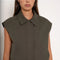 Urban Sleeveless Bomber Jacket with Lapel Collar
