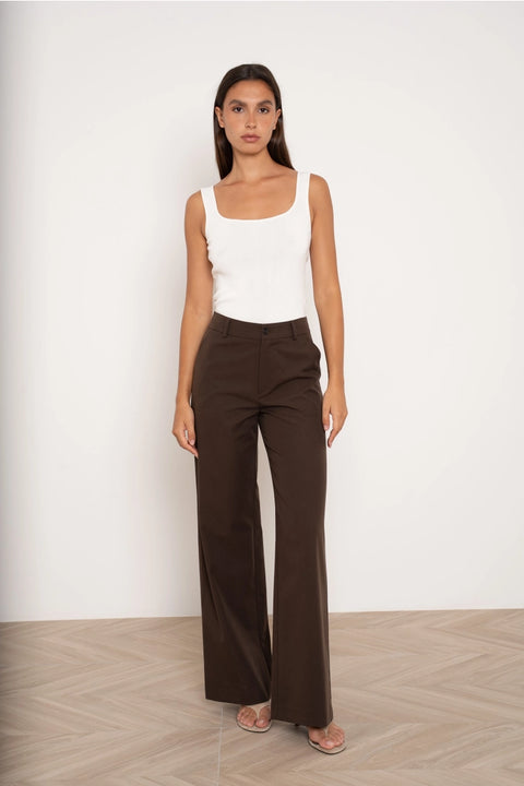 Urban Wide High-Waisted Pants with Back Triangle Pocket