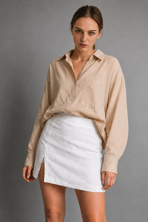 Siena linen slit skirt
