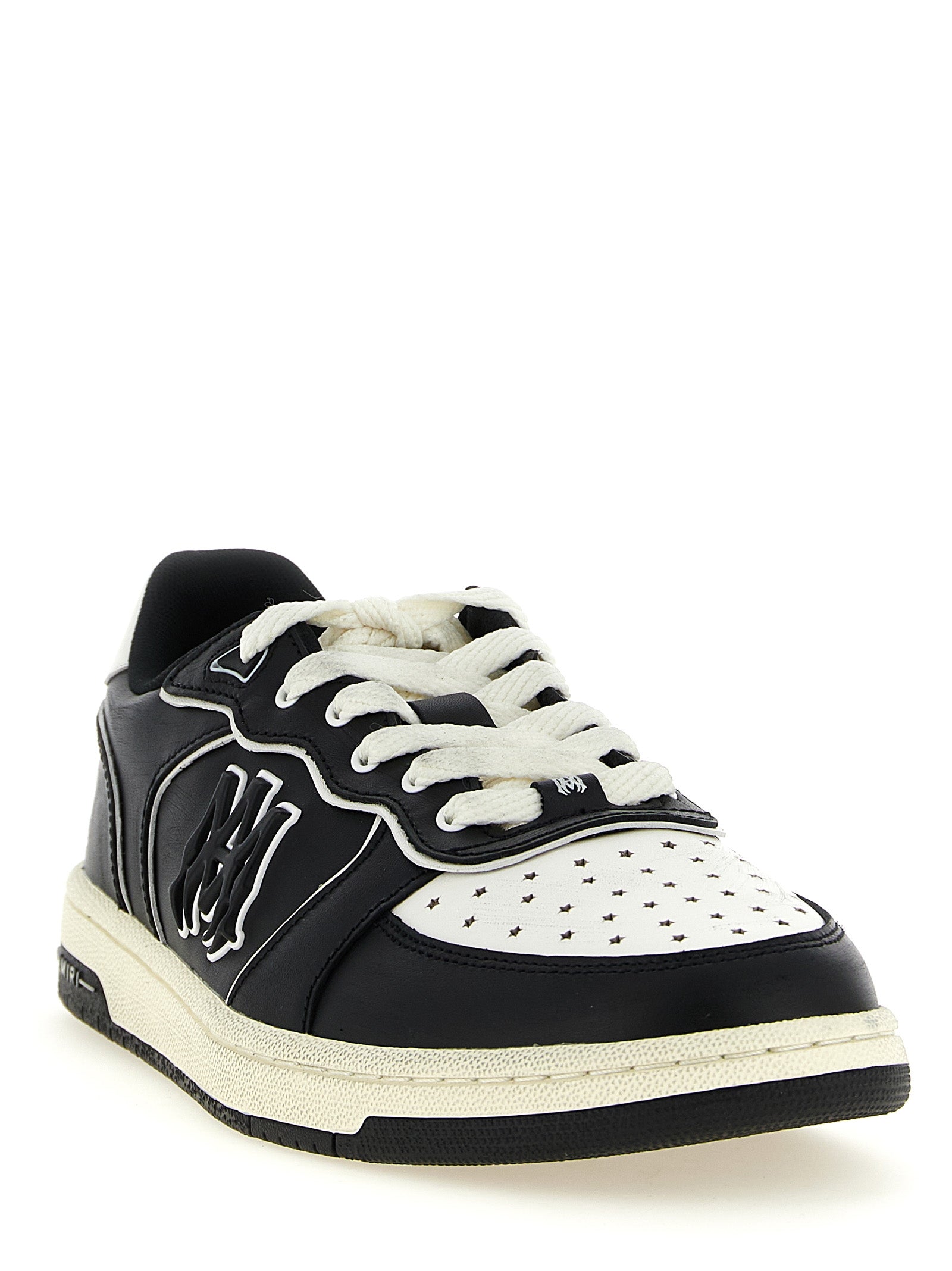 Used-Effect Leather Sneakers with Comfort