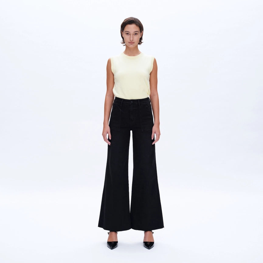 Utility High Rise Wide Leg Jeans with Raw Hem BLACK ROCK-Jeans-BAYEAS-24-BLACK ROCK-Urbanheer