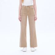 Utility High Rise Wide Leg Twill Pants with Raw Hem FADED KHAKI-Pants-BAYEAS-24-FADED KHAKI-Urbanheer
