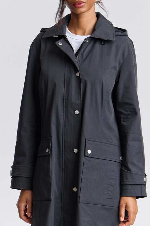 Utility Hooded Long Rain Jacket