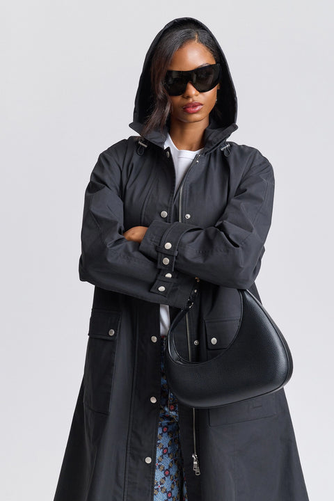 Utility Hooded Long Rain Jacket