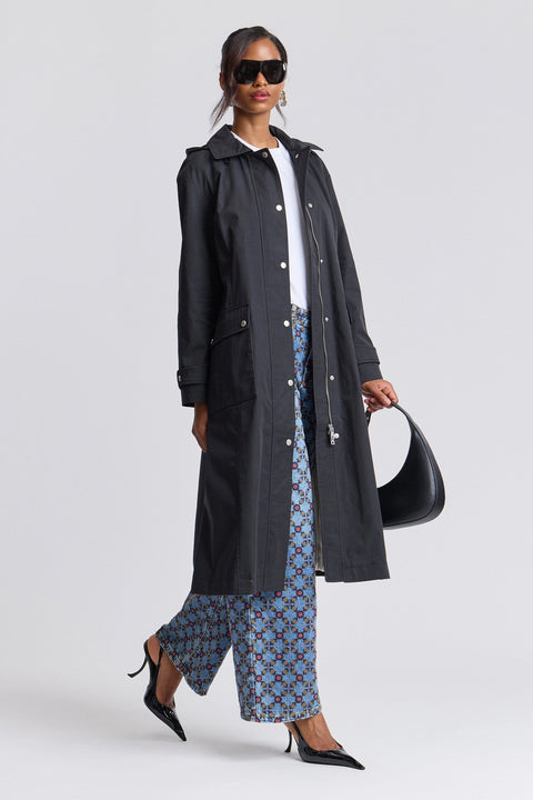 Utility Hooded Long Rain Jacket