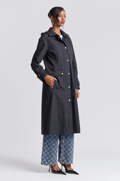 Utility Hooded Long Rain Jacket