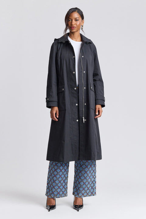 Utility Hooded Long Rain Jacket