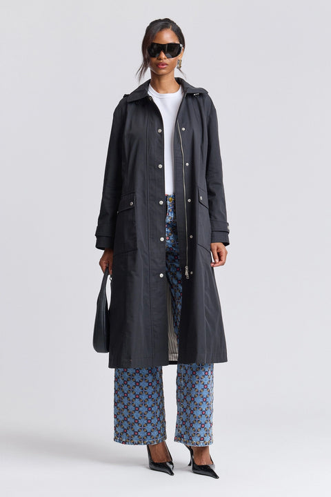 Utility Hooded Long Rain Jacket