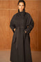 Utility Oversized Long Belted Trench with Stand-Up Collar