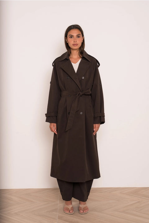 Utility Oversized Long Double-Breasted Trench