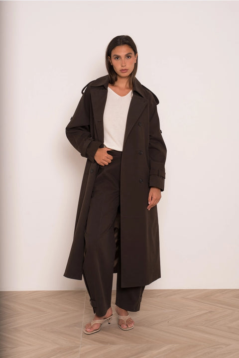 Utility Oversized Long Double-Breasted Trench