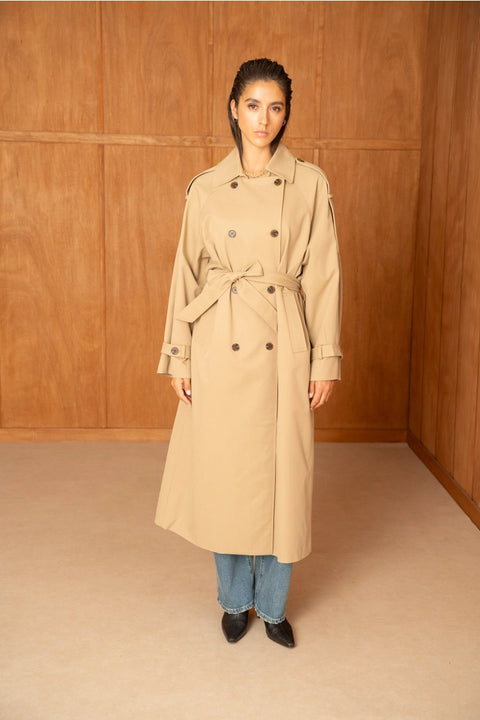 Utility Oversized Long Double-Breasted Trench
