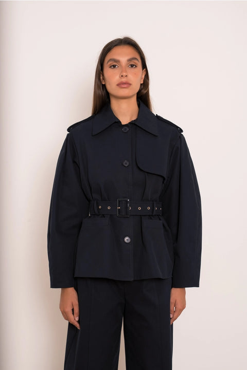Utility Short Belted Trench Jacket