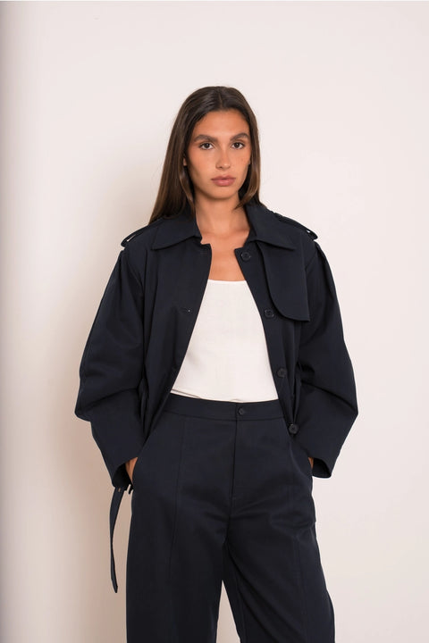 Utility Short Belted Trench Jacket