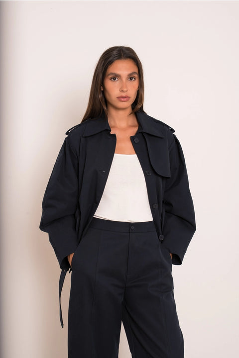 Utility Short Belted Trench Jacket