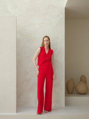 V-Neck Cashmere Blend Sleeveless Top Rosso-Top-LÈMME-S-Urbanheer